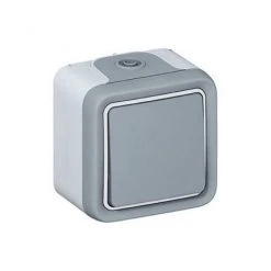 Interrupteur Va-et-vient 10A Saillie étanche Gris Complet IP55 PROG PLEXO LEGRAND 069711